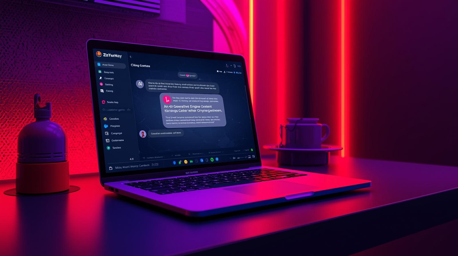 Laptop auf Tisch mit geöffnetem Chat