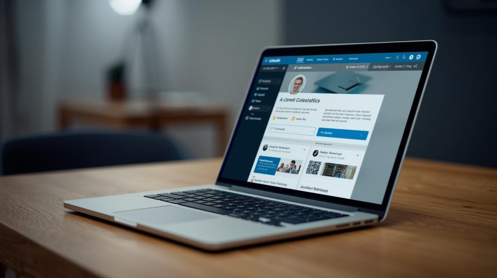 Laptop auf einem Tisch mit Linkedin Profil