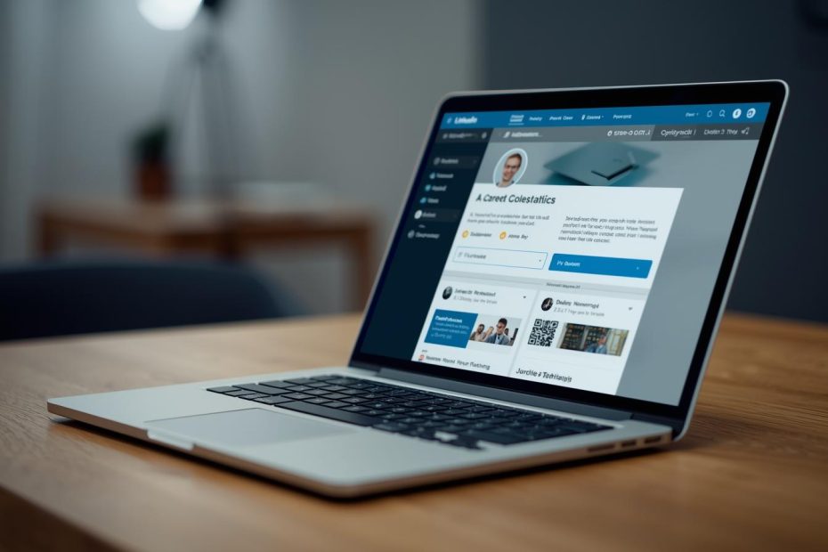 Laptop auf einem Tisch mit Linkedin Profil